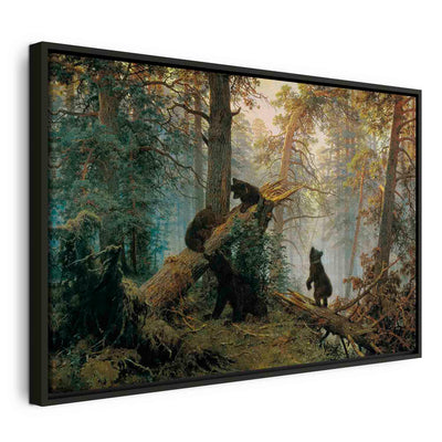 Glezna melnā koka rāmī - Rīts priežu mežā G ART