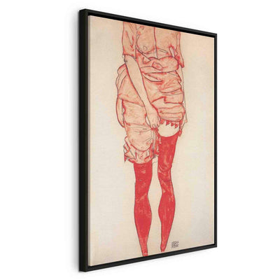 Maalaus mustassa puukehyksessä - Stehende Frau in Rot G ART