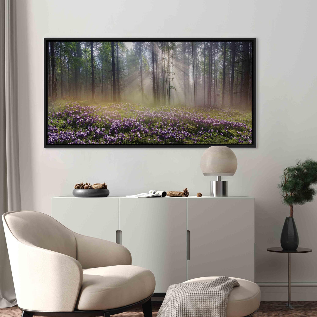 Glezna melnā koka rāmī - Violeta pļava G ART