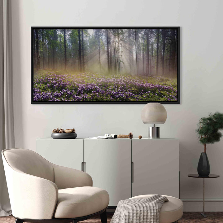 Glezna melnā koka rāmī - Violeta pļava G ART