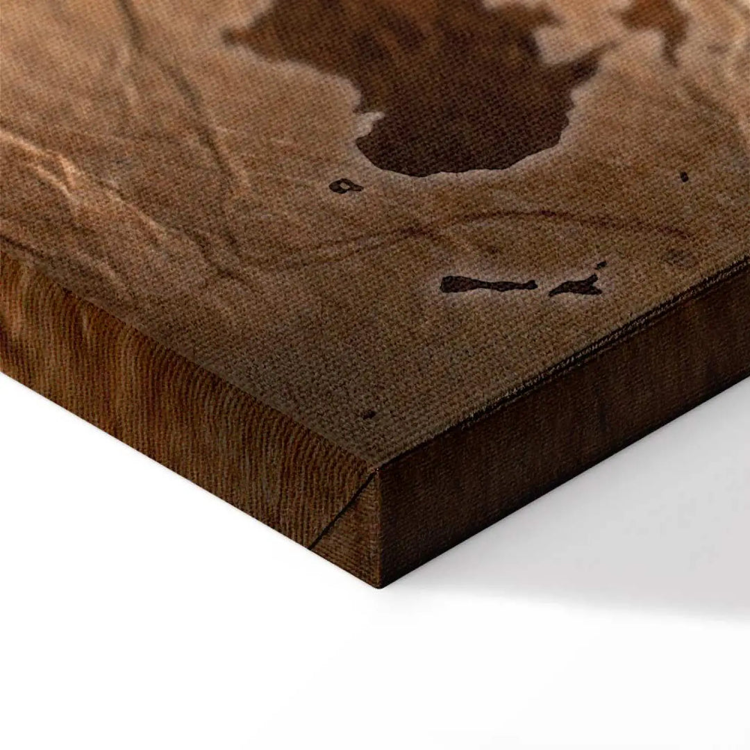 Glezna – pasaules karte uz brūna papīra, vintāžas stils ART XL