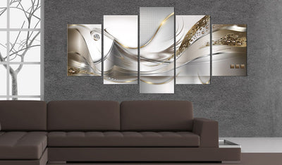 Glezna uz akrila stikla - abstrakcija pelēkos un brūnos toņos  - Zelta lidojums, 92398 Artgeist