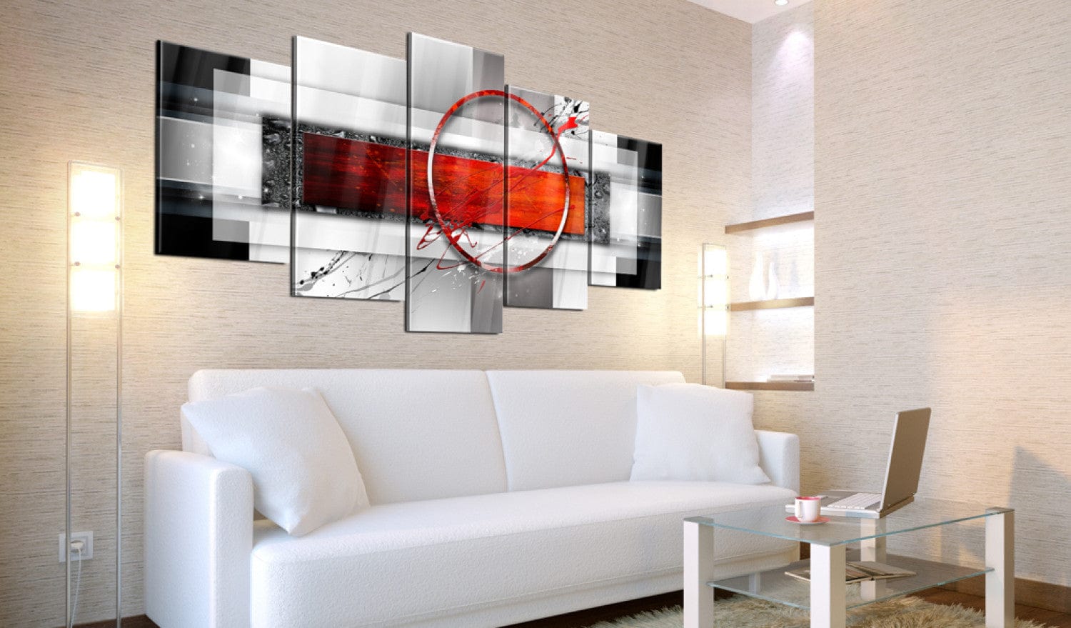 Glezna uz akrila stikla ar abstrakta rakstu  - Karmīna ekspresija Artgeist