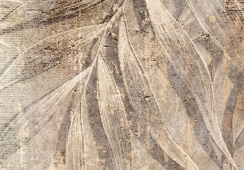Glezna uz akrila stikla ar palmu lapām brūnos toņos - Palmu skice, 151502 Artgeist