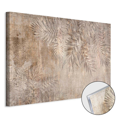 Painting on acrylic glass with palm leaves in brown tones - Palm Sketch, 151502 Artgeist