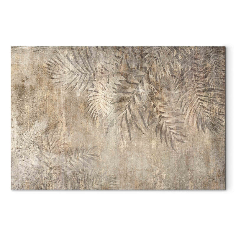 Glezna uz akrila stikla ar palmu lapām brūnos toņos - Palmu skice, 151502 Artgeist