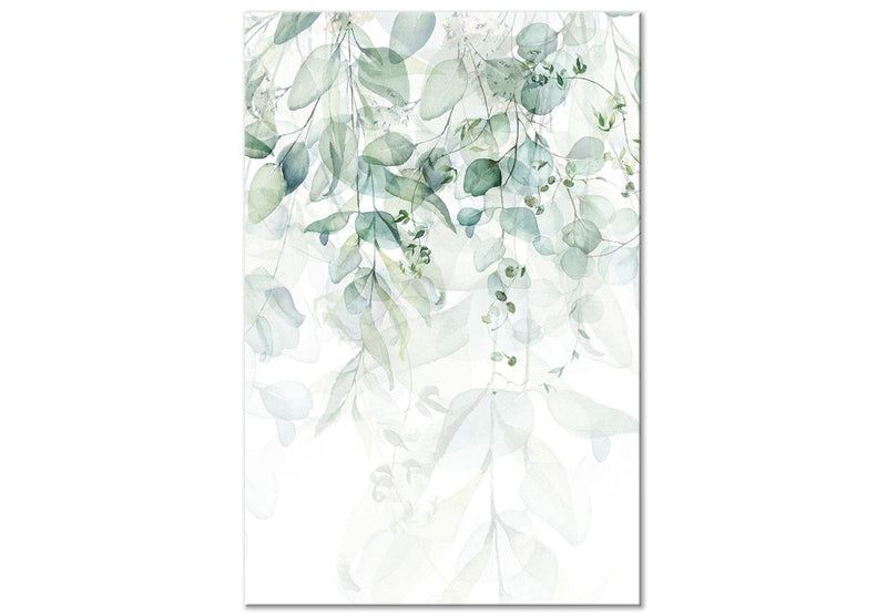 Painting on acrylic glass with green leaves - Delicate touch of nature, 151038 Artgeist