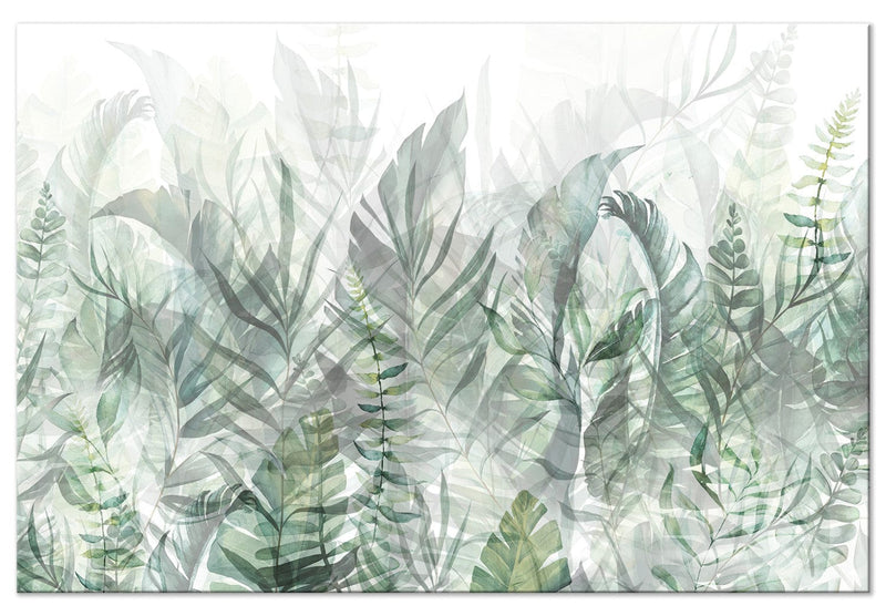 Роспись по акриловому стеклу - Дикий луг - зеленые листья на белом фоне, 151490 Артгейст