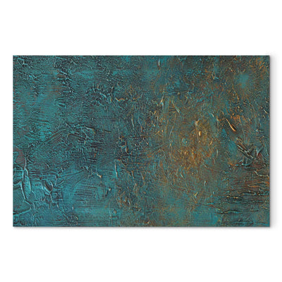 Painting on acrylic glass - Turquoise abstract texture with gold accent, 151509 Artgeist