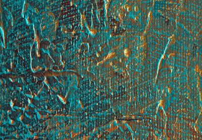 Maalaus akryylilasi - Turkoosi abstrakti rakenne kultainen aksentti, 151509 Artgeist