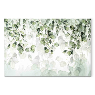 Painting on acrylic glass - Green leaves on white background - watercolour, 151511 Artgeist
