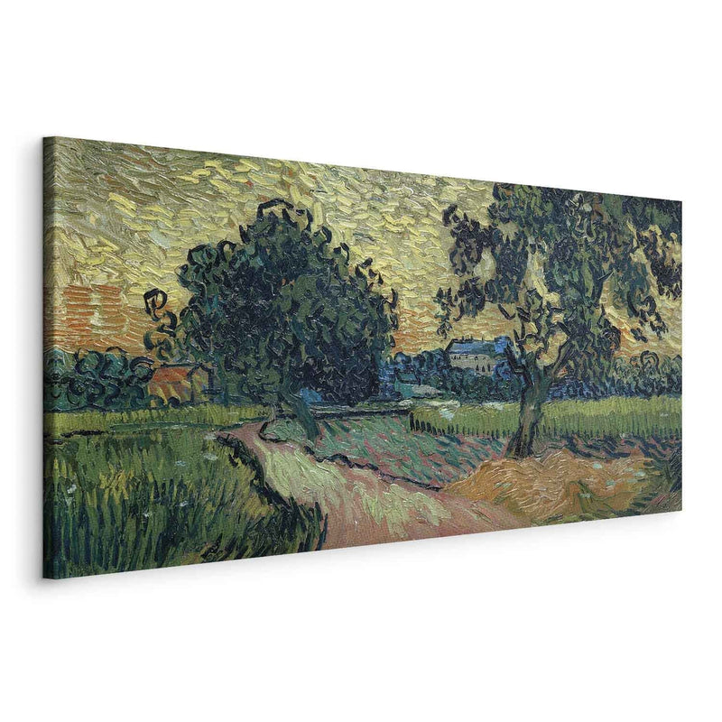 Tapybos reprodukcija (Vincentas Van Gogas) - kraštovaizdis su Averio pilimi „Sunset G Art“