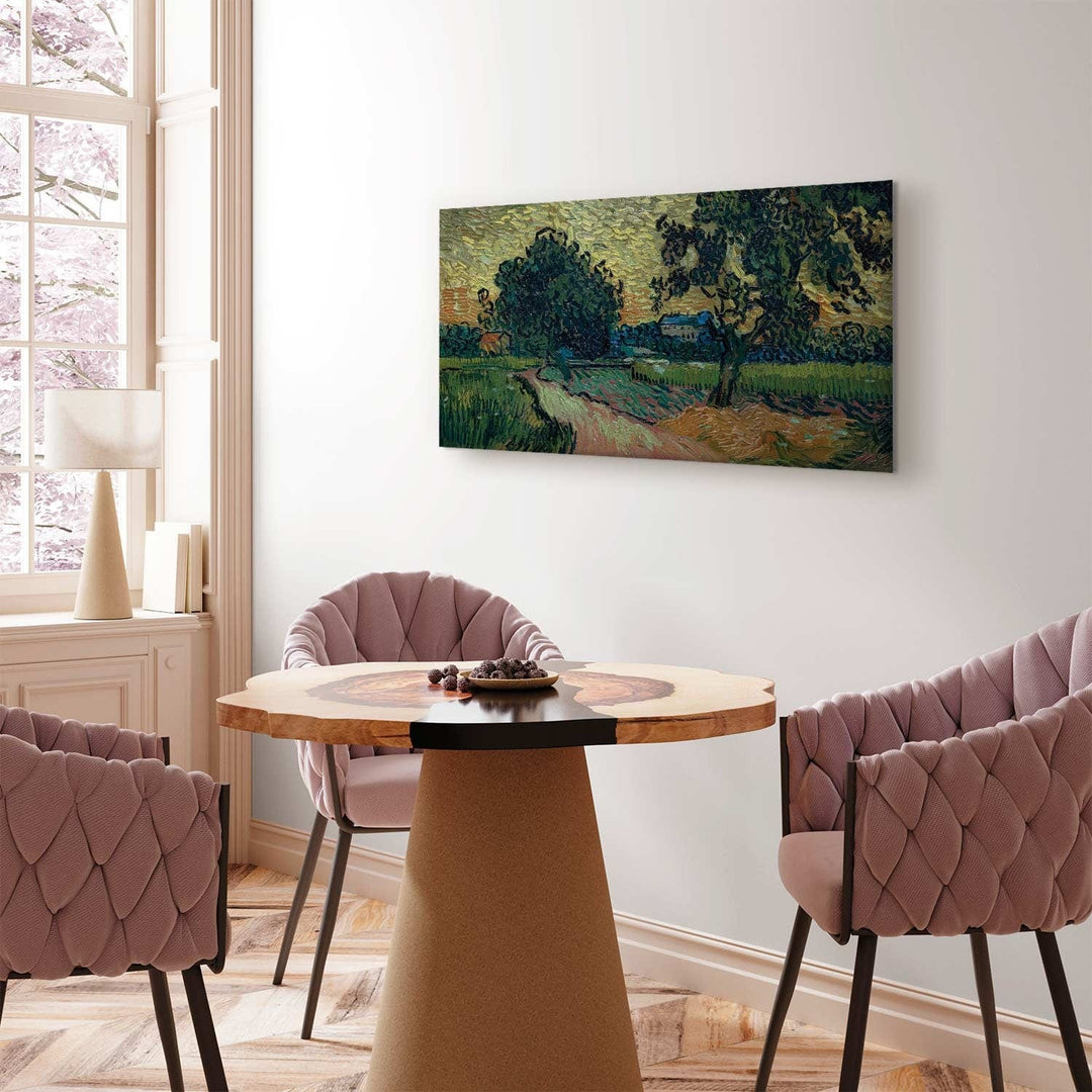 Gleznas reprodukcija /Vinsents van Gogs/ - Ainava ar Auvers pili saulrieta laikā G ART