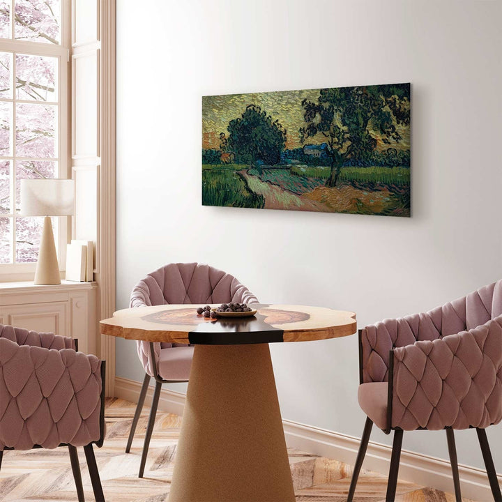 Gleznas reprodukcija /Vinsents van Gogs/ - Ainava ar Auvers pili saulrieta laikā G ART