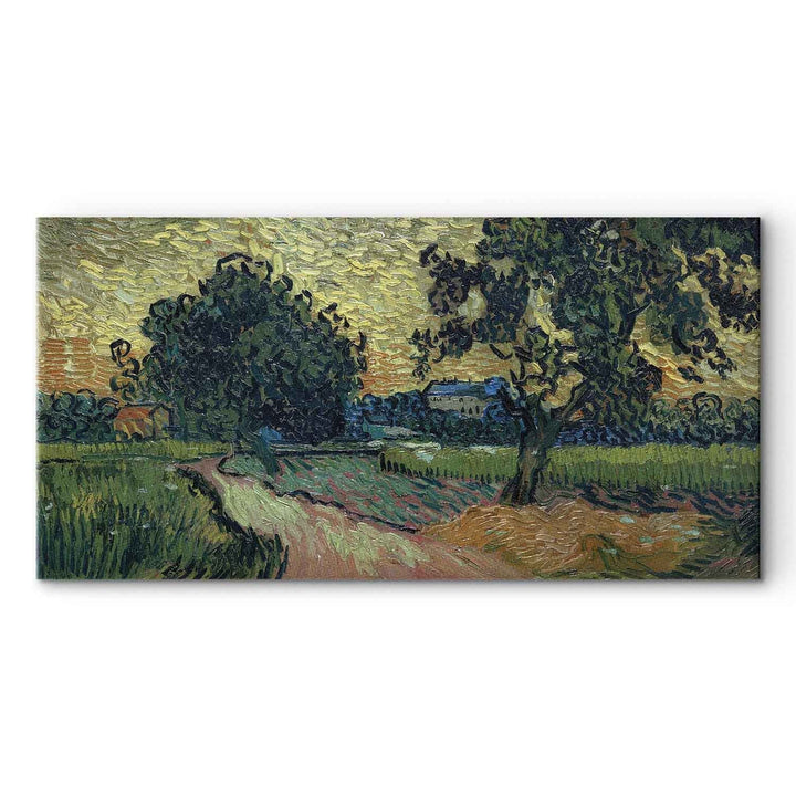 Gleznas reprodukcija /Vinsents van Gogs/ - Ainava ar Auvers pili saulrieta laikā G ART