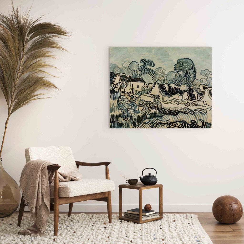 Gleznas reprodukcija /Vinsents van Gogs/ - Ainava ar mājiņām G ART