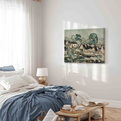 Gleznas reprodukcija (Vinsents van Gogs) - Ainava ar mājiņām G ART