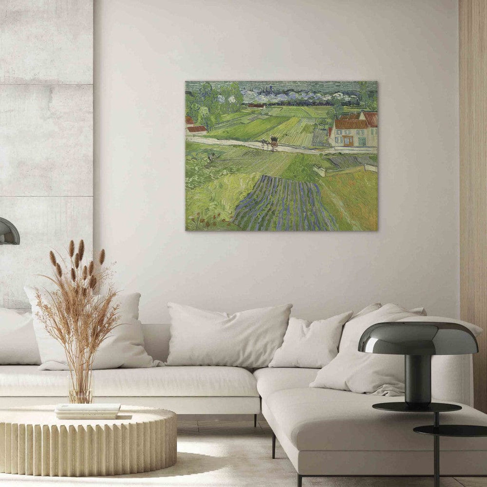 Gleznas reprodukcija /Vinsents van Gogs/ - Ainava ar ratiņiem un vilcienu fonā G ART