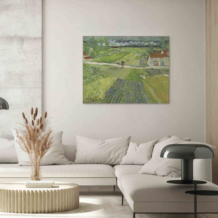 Gleznas reprodukcija /Vinsents van Gogs/ - Ainava ar ratiņiem un vilcienu fonā G ART