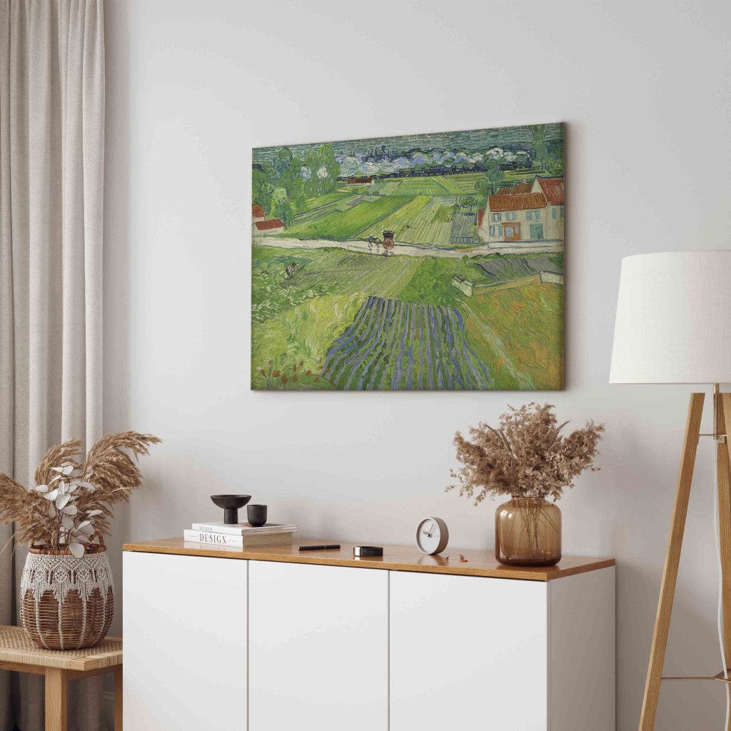 Gleznas reprodukcija /Vinsents van Gogs/ - Ainava ar ratiņiem un vilcienu fonā G ART