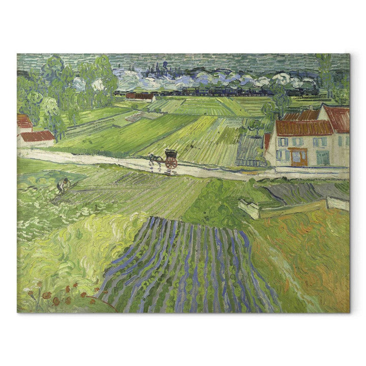 Gleznas reprodukcija /Vinsents van Gogs/ - Ainava ar ratiņiem un vilcienu fonā G ART