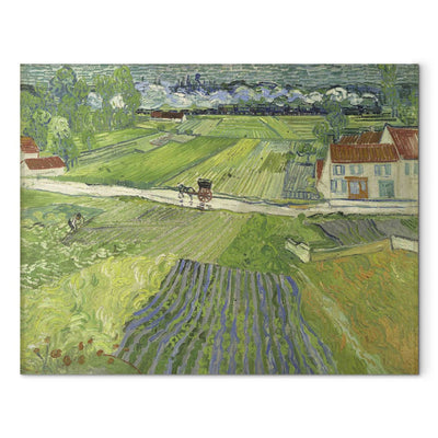 Maalauksen lisääntyminen (Vincent Van Gogh) - maisema vaunun kanssa ja juna taustalla G Art