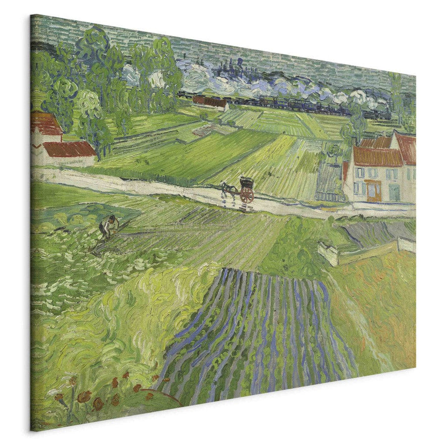 Gleznas reprodukcija /Vinsents van Gogs/ - Ainava ar ratiņiem un vilcienu fonā G ART