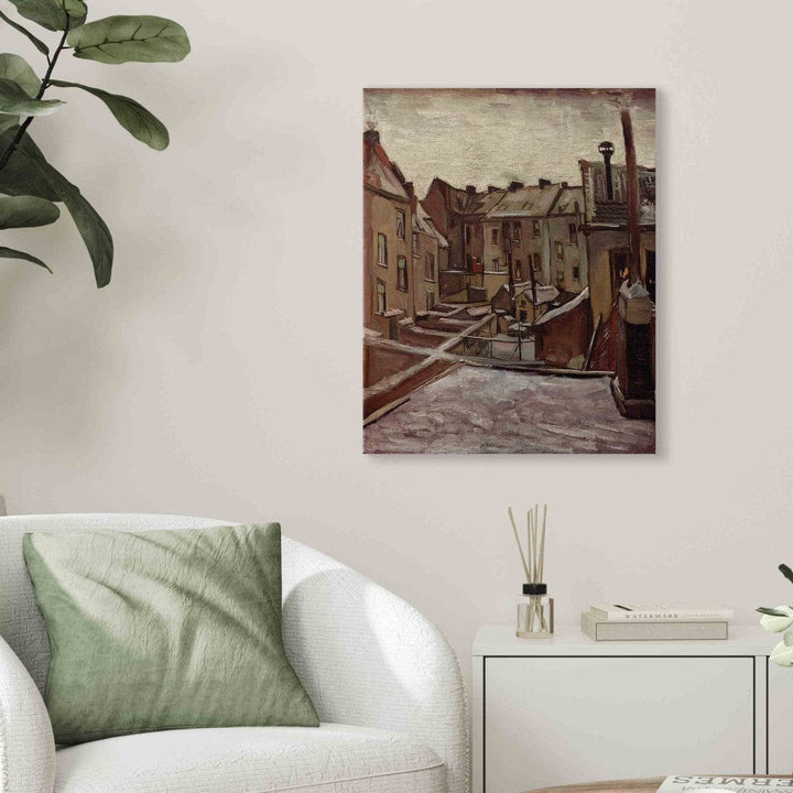 Gleznas reprodukcija /Vinsents van Gogs/ - Antverpenes veco māju pagalmi sniegā G ART