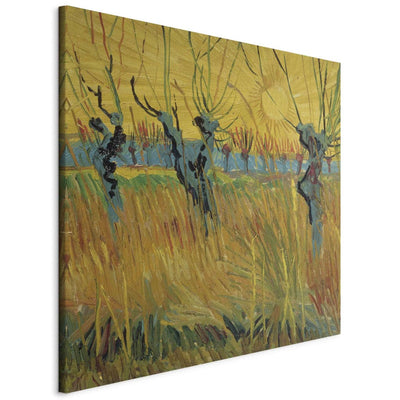 Reproduction of painting (Vincent van Gogh) - Planting with willows and the sung sun g Art