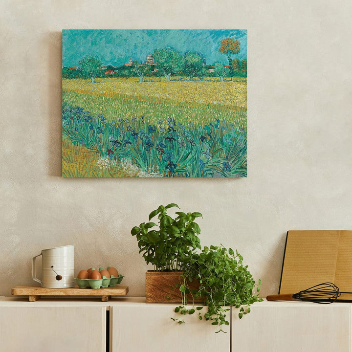 Gleznas reprodukcija /Vinsents van Gogs/ - Arlas skats ar īrisiem priekšplānā G ART