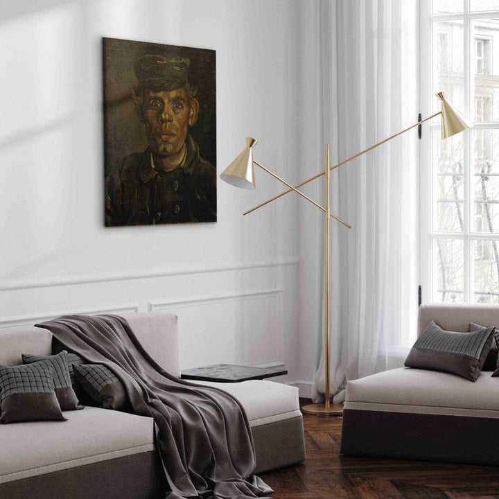 Gleznas reprodukcija /Vinsents van Gogs/ - Jauna zemnieka portrets cepurē ar dzeguzi G ART