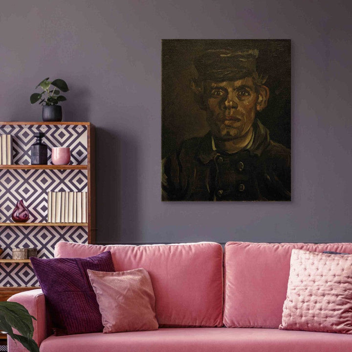 Gleznas reprodukcija /Vinsents van Gogs/ - Jauna zemnieka portrets cepurē ar dzeguzi G ART