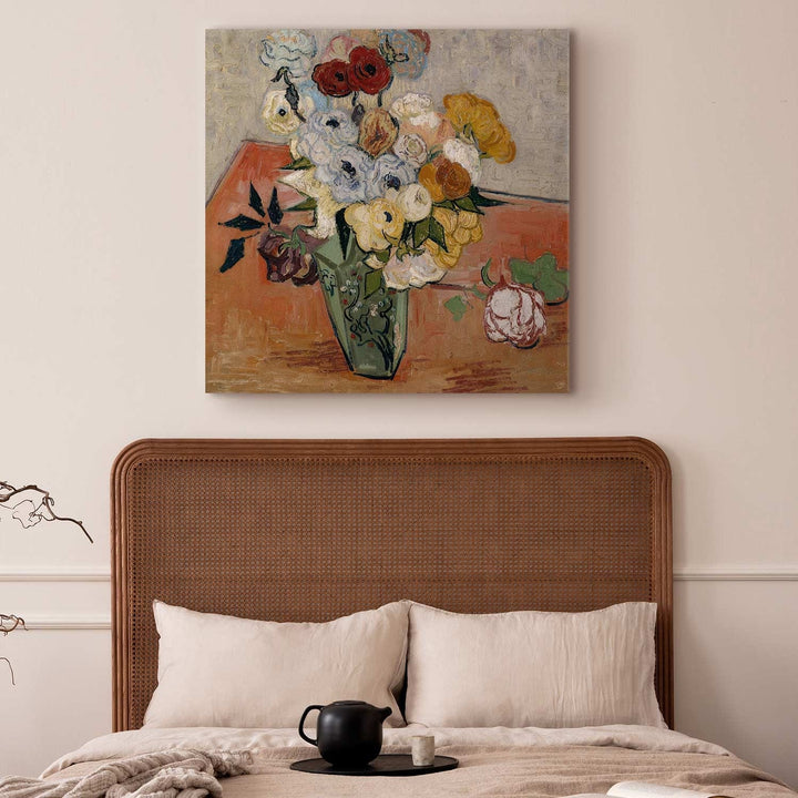 Gleznas reprodukcija /Vinsents van Gogs/ - Klusā daba ar japāņu vāzi, rozēm un anemonēm G ART
