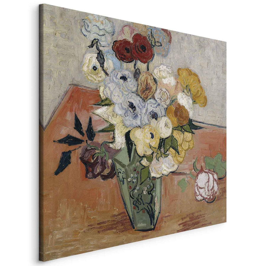 Gleznas reprodukcija /Vinsents van Gogs/ - Klusā daba ar japāņu vāzi, rozēm un anemonēm G ART