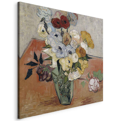 Gleznas reprodukcija (Vinsents van Gogs) - Klusā daba ar japāņu vāzi, rozēm un anemonēm G ART