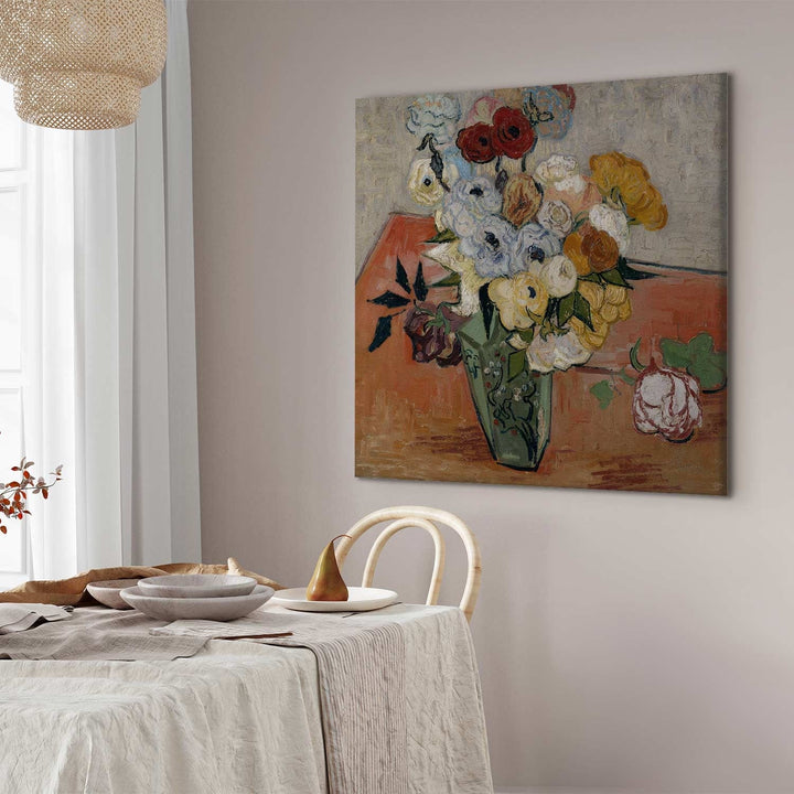 Gleznas reprodukcija /Vinsents van Gogs/ - Klusā daba ar japāņu vāzi, rozēm un anemonēm G ART