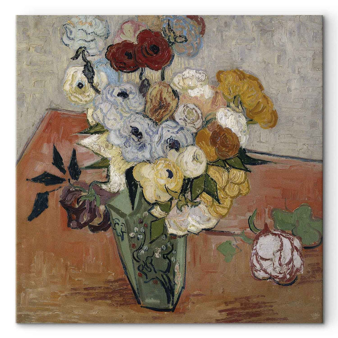 Gleznas reprodukcija /Vinsents van Gogs/ - Klusā daba ar japāņu vāzi, rozēm un anemonēm G ART