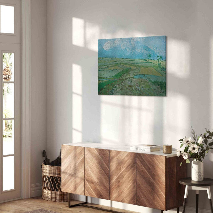 Gleznas reprodukcija /Vinsents van Gogs/ - Kviešu lauki Oversā ar lietus mākoņiem G ART