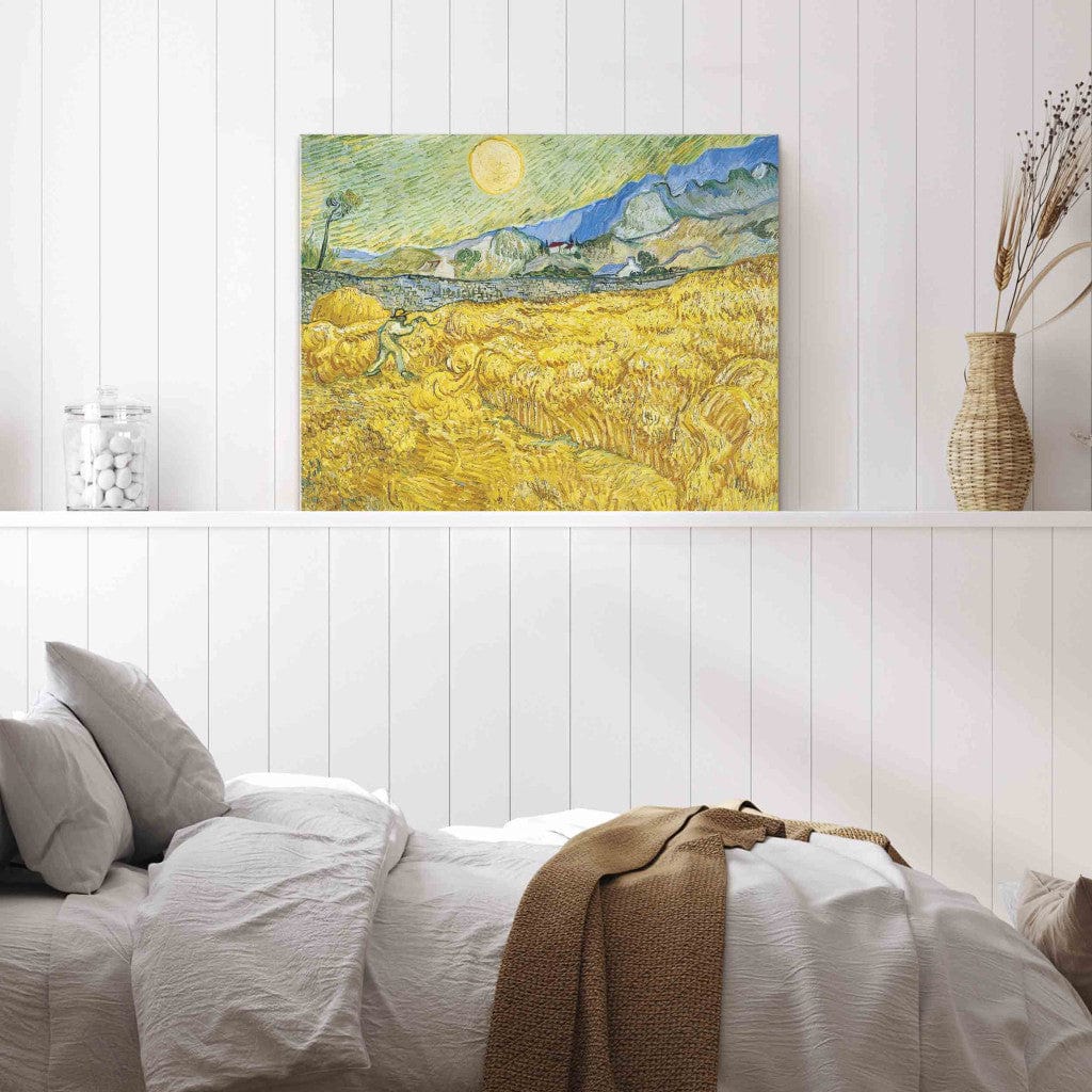 Gleznas reprodukcija /Vinsents van Gogs/ - Kviešu lauks aiz Saint-Paul slimnīcas ar pļāvēju G ART