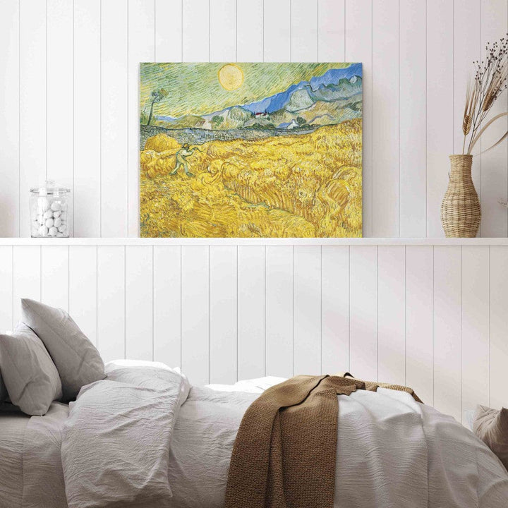 Gleznas reprodukcija /Vinsents van Gogs/ - Kviešu lauks aiz Saint-Paul slimnīcas ar pļāvēju G ART