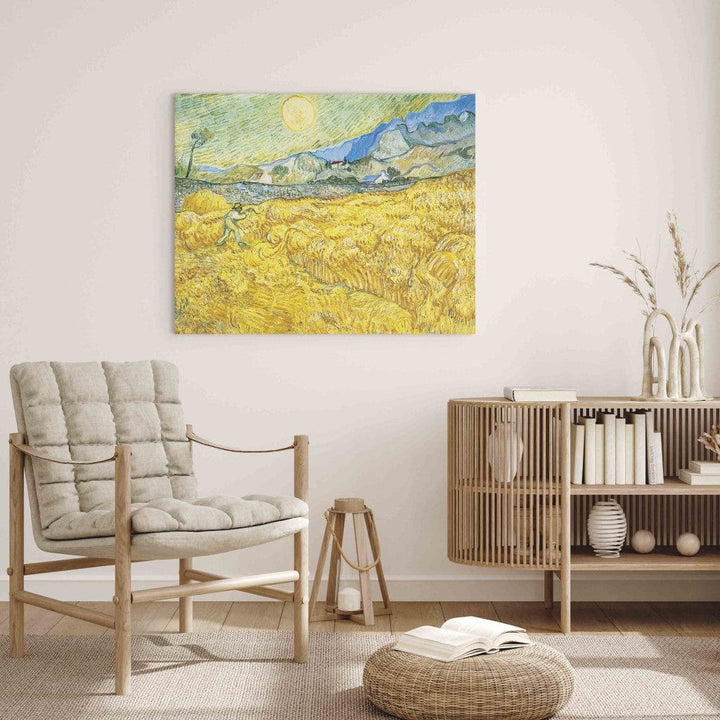 Gleznas reprodukcija /Vinsents van Gogs/ - Kviešu lauks aiz Saint-Paul slimnīcas ar pļāvēju G ART