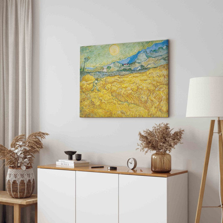 Gleznas reprodukcija /Vinsents van Gogs/ - Kviešu lauks aiz Saint-Paul slimnīcas ar pļāvēju G ART