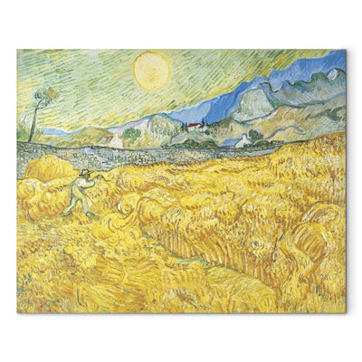 Gleznas reprodukcija (Vinsents van Gogs) - Kviešu lauks aiz Saint-Paul slimnīcas ar pļāvēju G ART