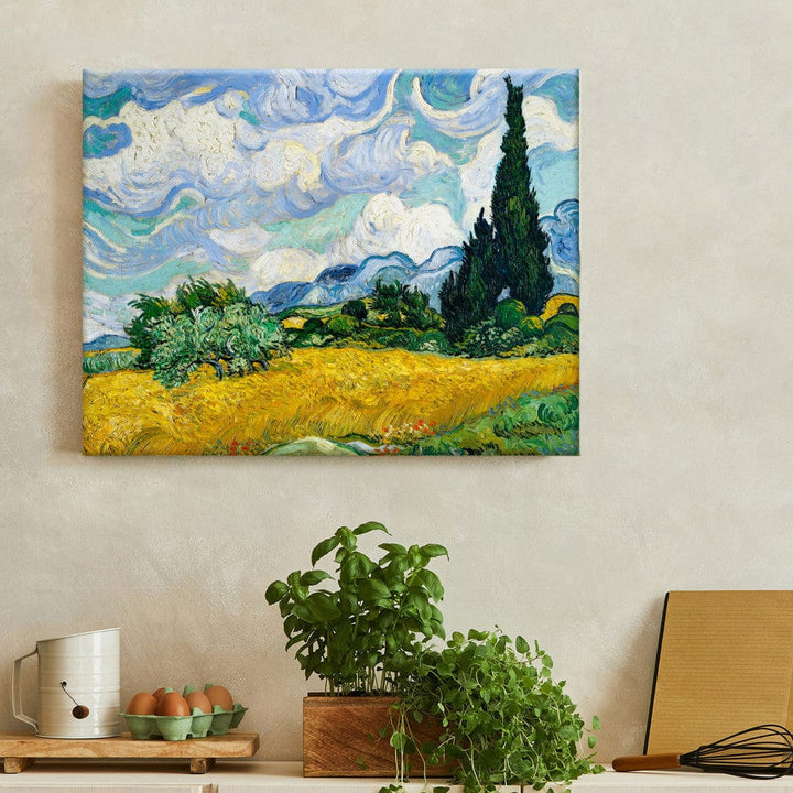 Gleznas reprodukcija /Vinsents van Gogs/ - Kviešu lauks ar cipresēm G ART
