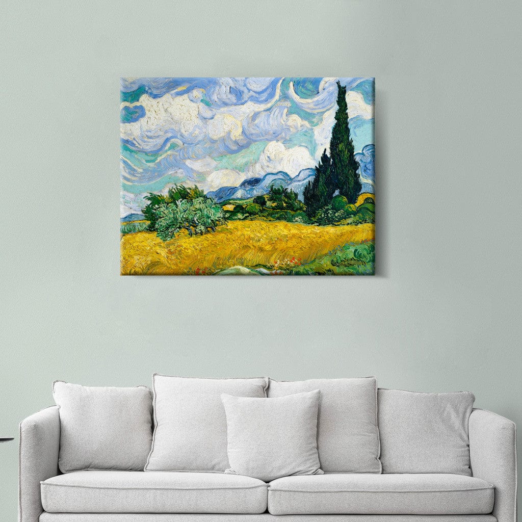 Gleznas reprodukcija /Vinsents van Gogs/ - Kviešu lauks ar cipresēm G ART