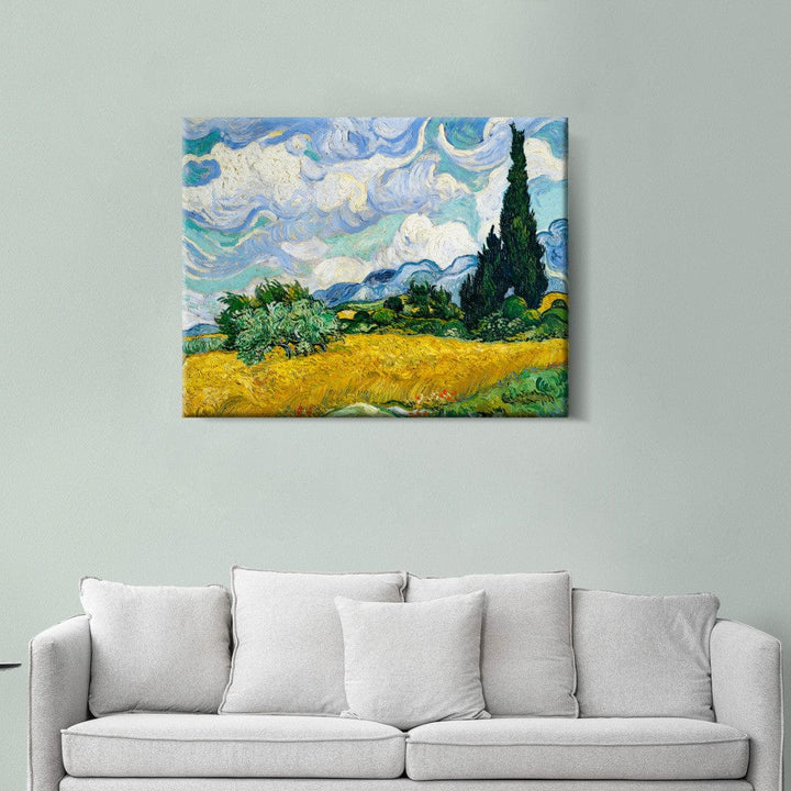 Gleznas reprodukcija /Vinsents van Gogs/ - Kviešu lauks ar cipresēm G ART