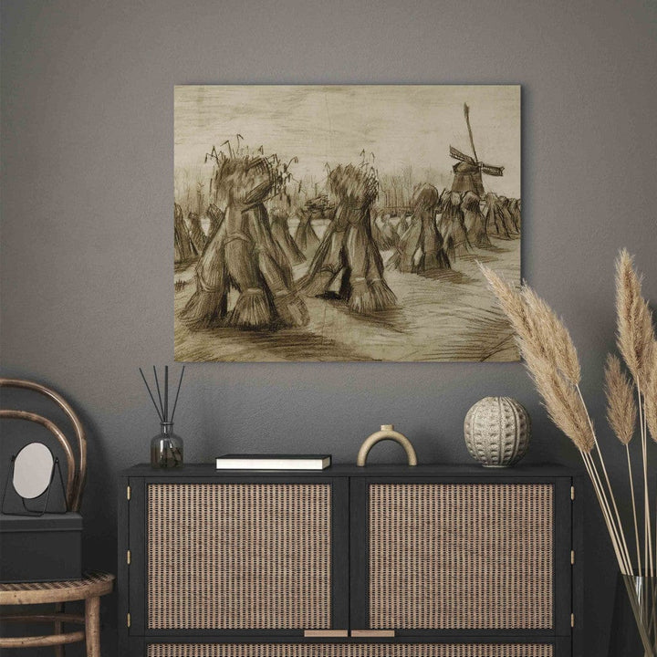 Gleznas reprodukcija /Vinsents van Gogs/ - Kviešu lauks ar sijām un vējdzirnavām G ART