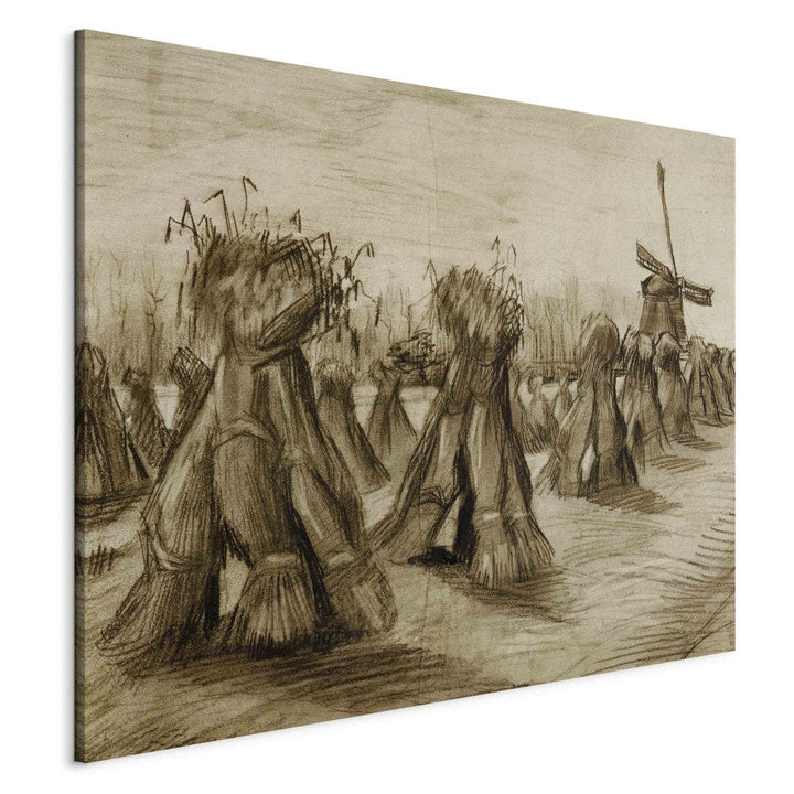 Gleznas reprodukcija /Vinsents van Gogs/ - Kviešu lauks ar sijām un vējdzirnavām G ART