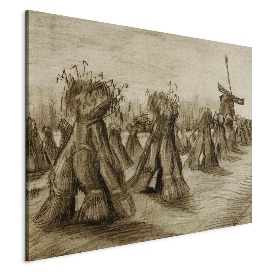 Gleznas reprodukcija /Vinsents van Gogs/ - Kviešu lauks ar sijām un vējdzirnavām G ART
