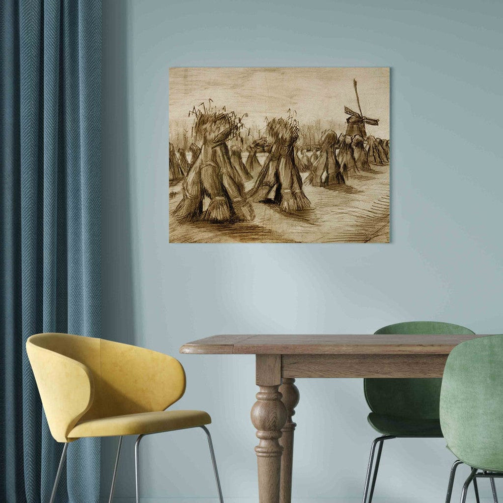 Gleznas reprodukcija /Vinsents van Gogs/ - Kviešu lauks ar sijām un vējdzirnavām G ART